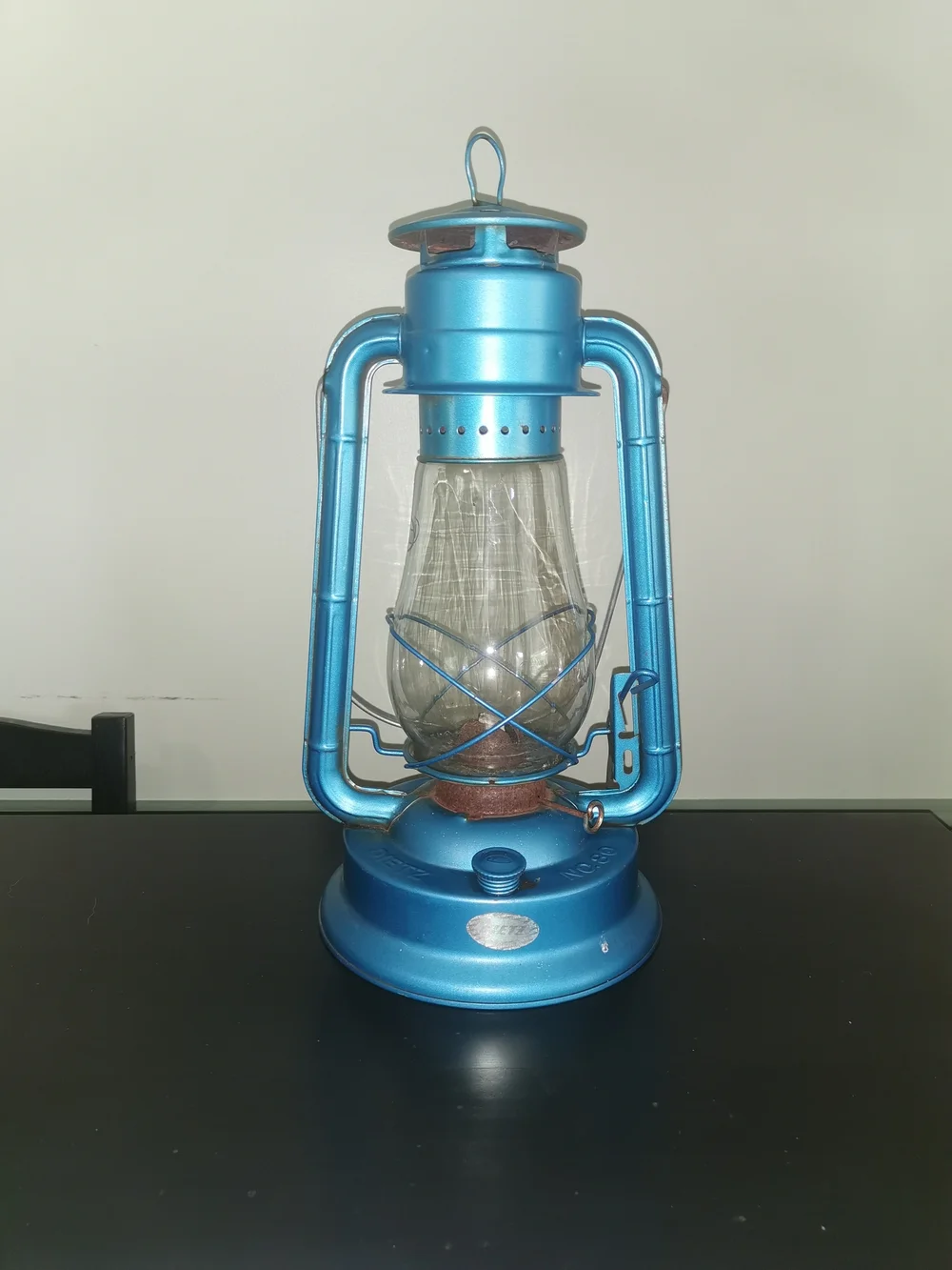 Vintage Dietz #80 Blizzard Hurricane Oil Lamp Lantern Blue
